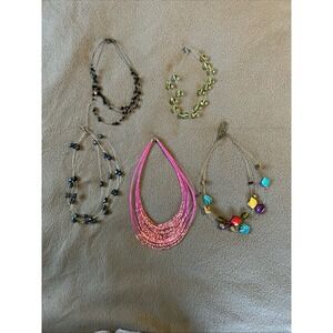Necklaces Multi-strand Beads Wire Strung  Illusion Lobster‎ Claw Lot Of 5